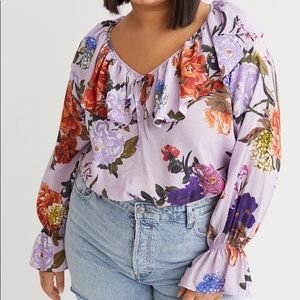 H&M+ Patterned Flounced Blouse large